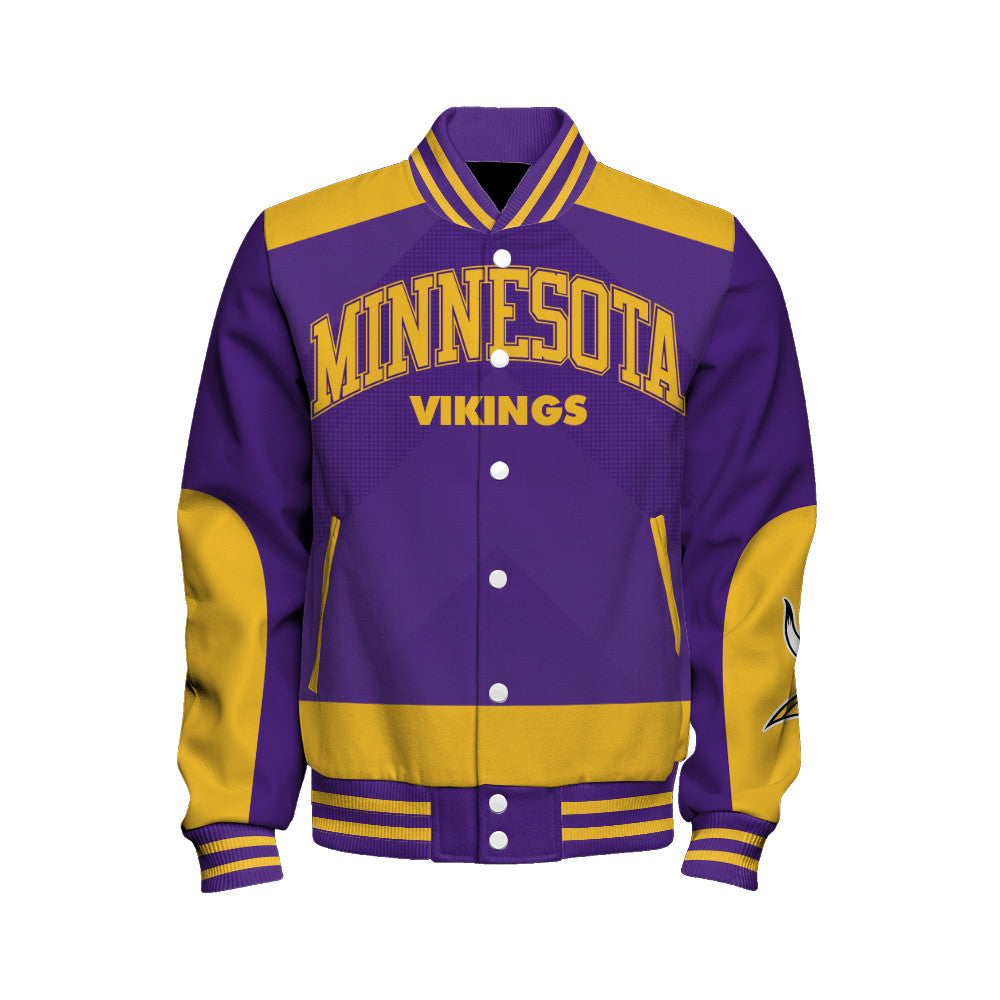 Minnesota Vikings Football Team 2025 - 26 Stay Ahead Of The Trend Unisex Varsity Jacket