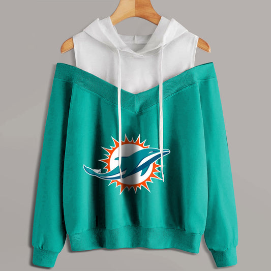 2 In 1 Colorblock Cold Shoulder Hoodie