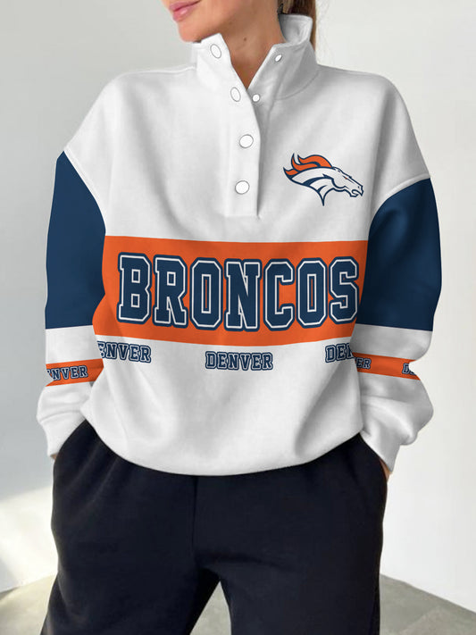 Denver Broncos  2025 New Design Casual Snap  Mockneck Pullover