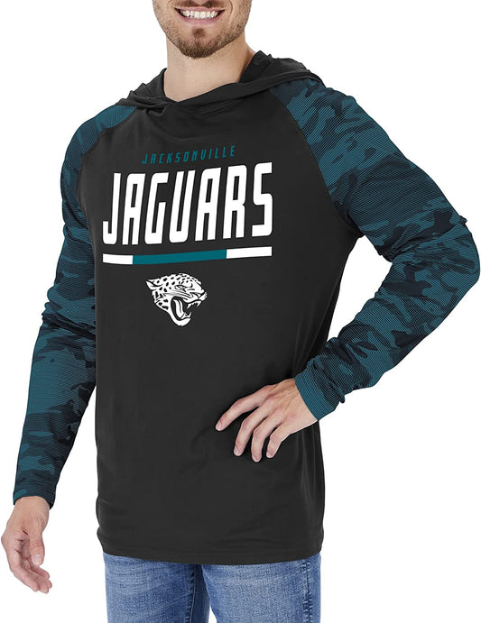 Zubaz Men's JACKSONVILLE JAGUARS BLACK LW HOOD W/ BLACK/JAG TEAL CAMO LINES SLEEVES XL