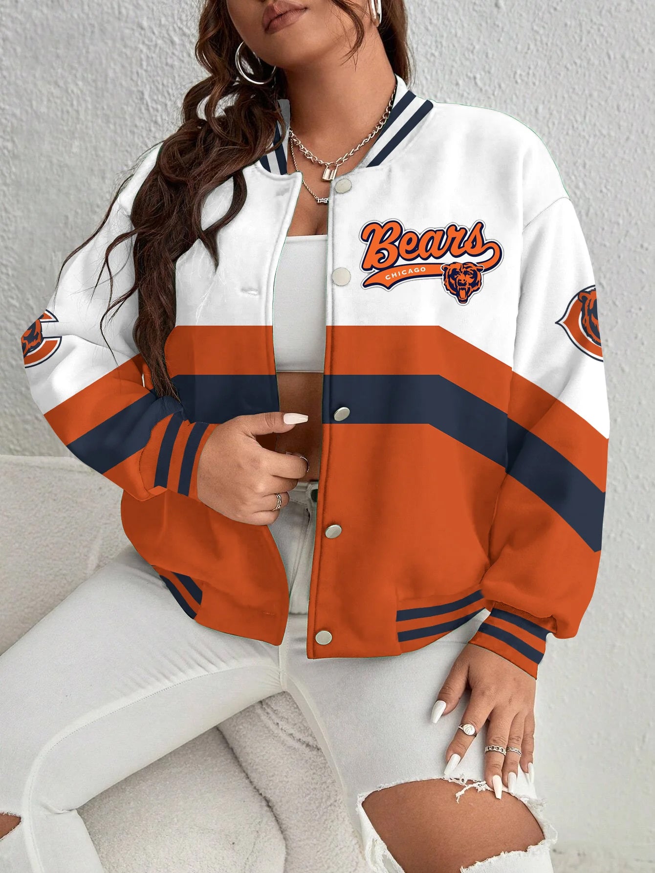 Chicago Bears Women's Long Pass Full- Snap Casual Jacket