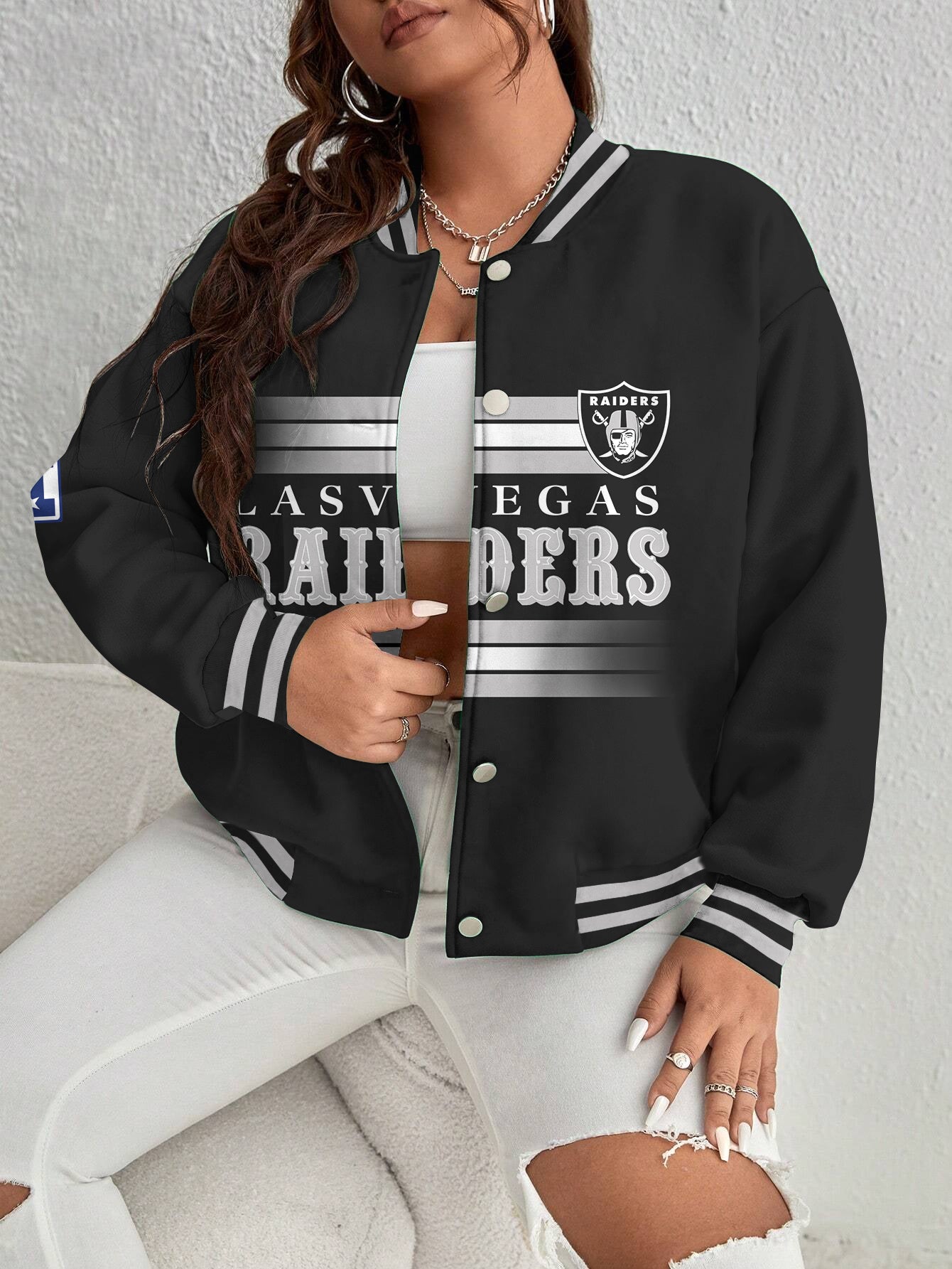 Las Vegas Raiders Women's Long Pass Full- Snap Casual Jacket