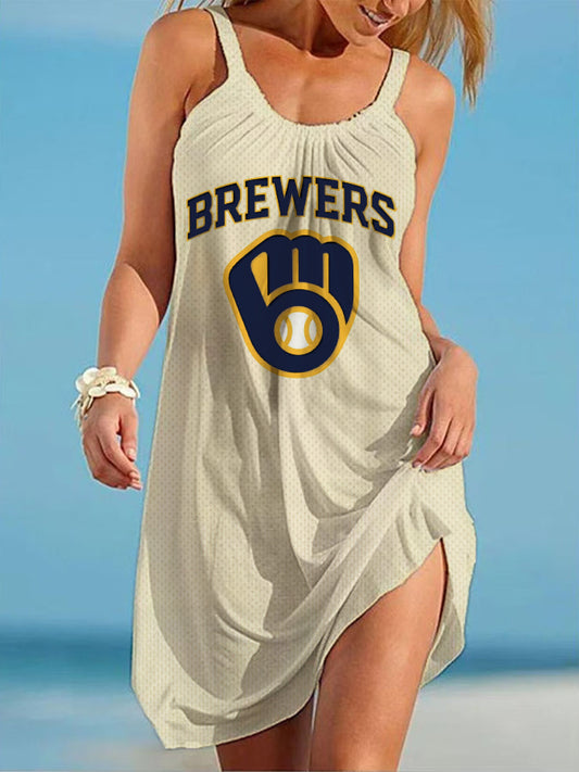 Brewers Round neck sleeveless printed dress