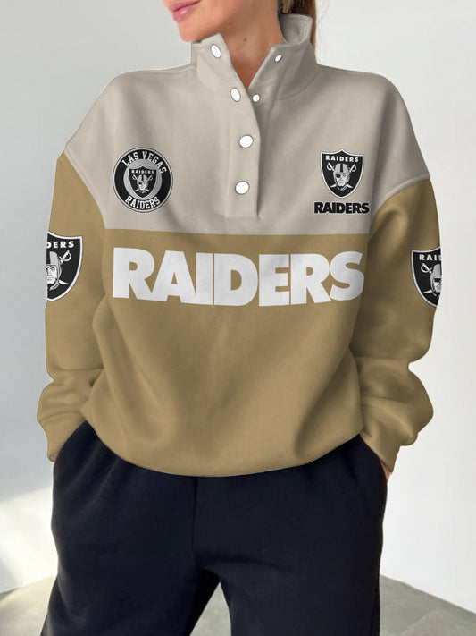 Las Vegas Raiders  2025 New Design Casual Snap  Mockneck Pullover
