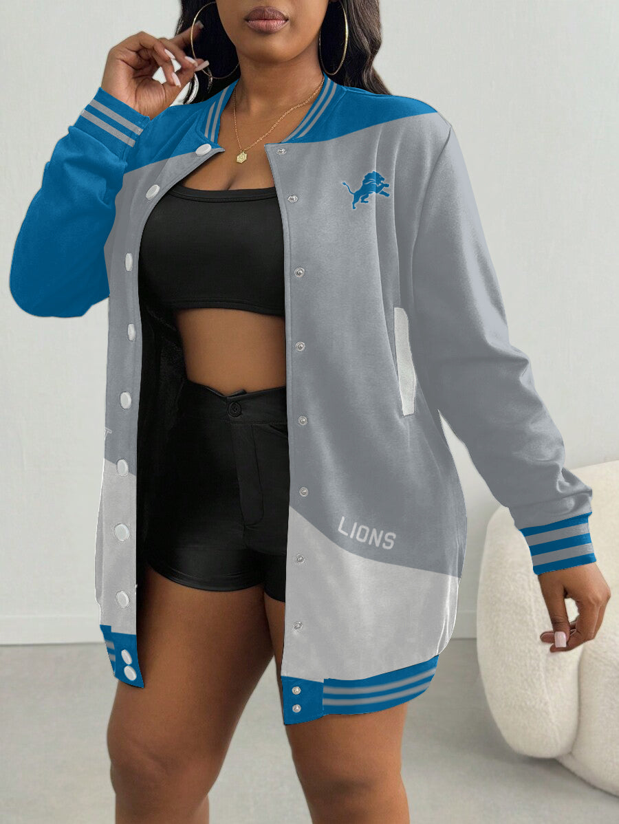Detroit Lions Women's Limited Edition Button Down Long Sleeve Jacket Dress