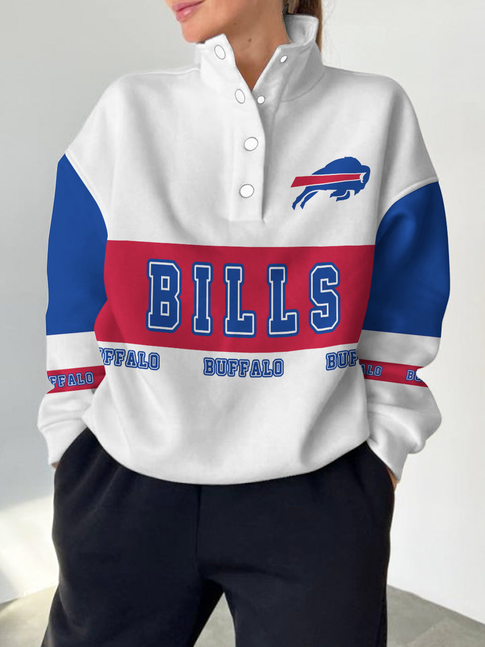 Buffalo Bills  2025 New Design Casual Snap  Mockneck Pullover