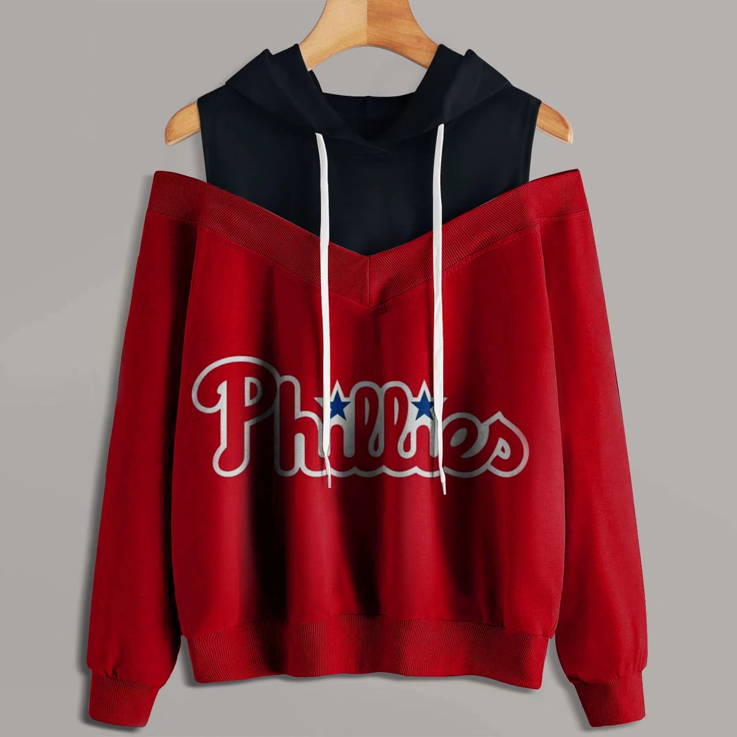 2 In 1 Colorblock Cold Shoulder Hoodie