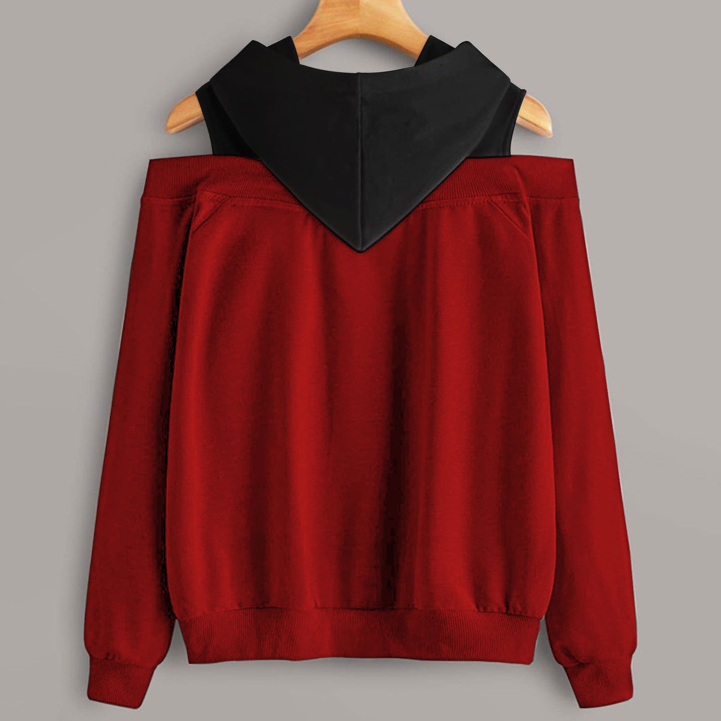 2 In 1 Colorblock Cold Shoulder Hoodie
