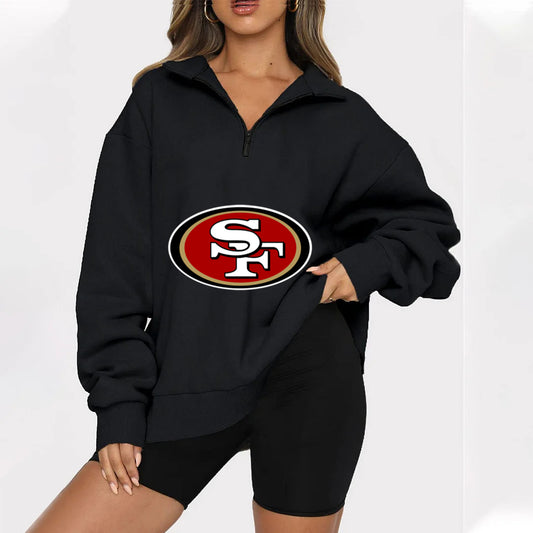 New Ladies Sports Leisure Lapel Zipper Sweatshirt