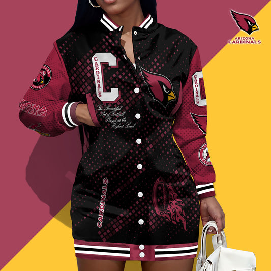 Arizona Cardinals Limited Edition Button Down Long Sleeve Jacket Dress