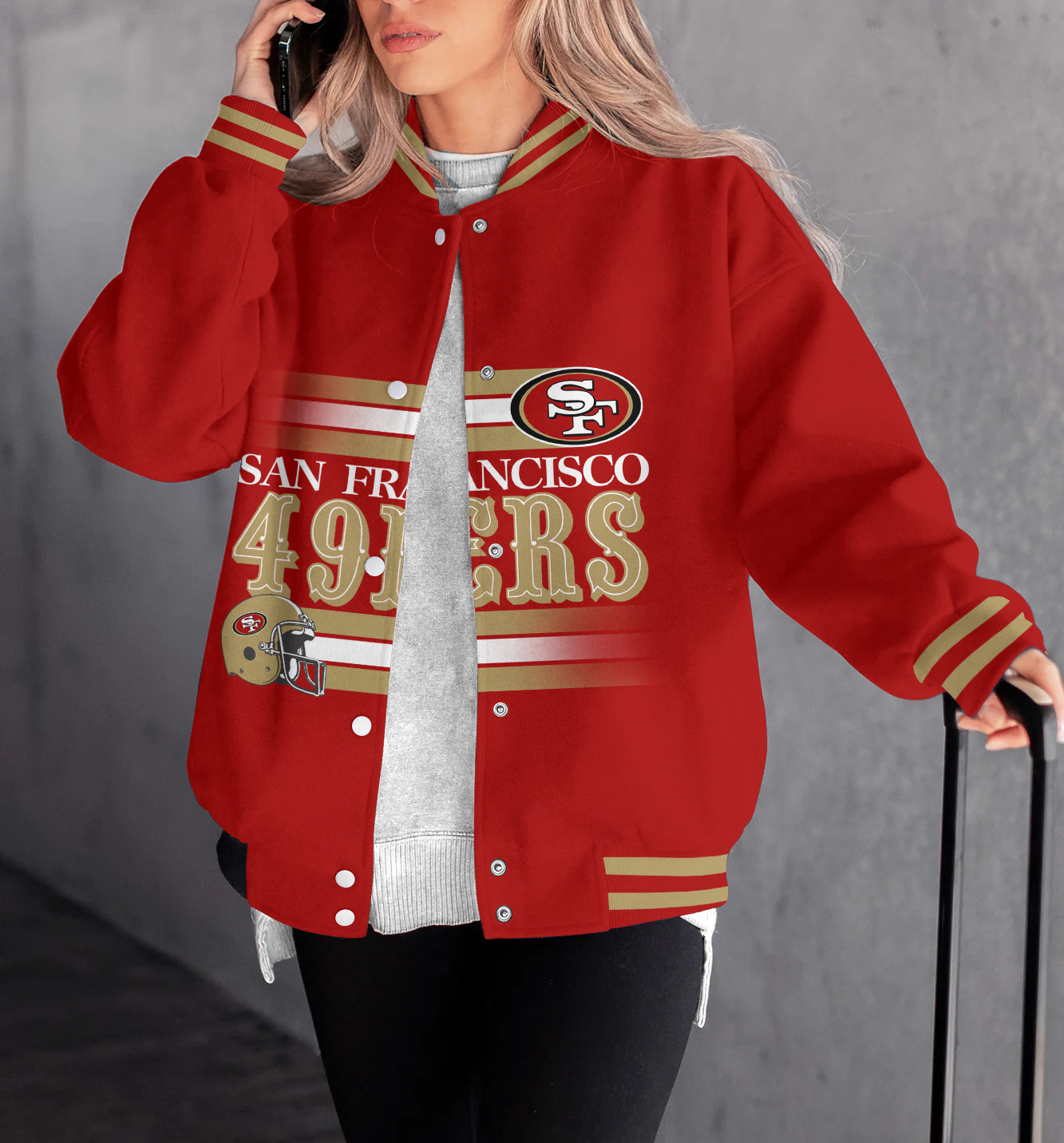 San Francisco 49ers Women's Long Pass Full- Snap Casual Jacket