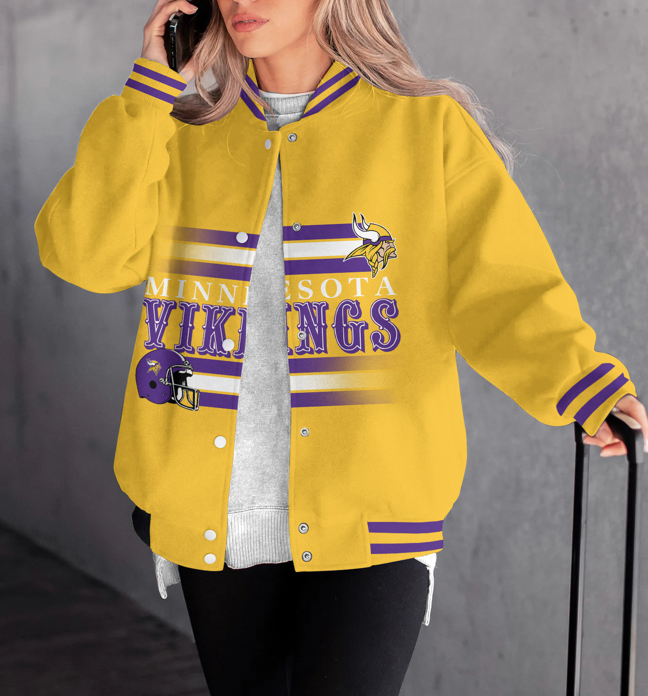 Minnesota Vikings Women's Long Pass Full- Snap Casual Jacket