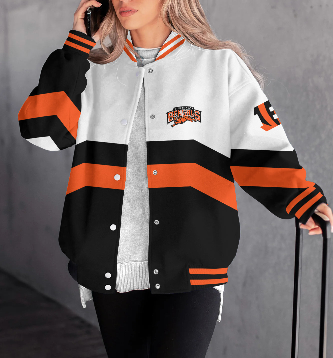 Cincinnati Bengals Women's Long Pass Full- Snap Casual Jacket