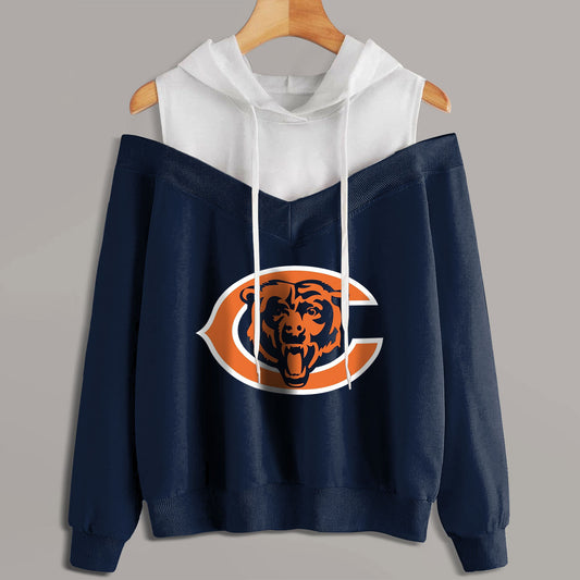 2 In 1 Colorblock Cold Shoulder Hoodie