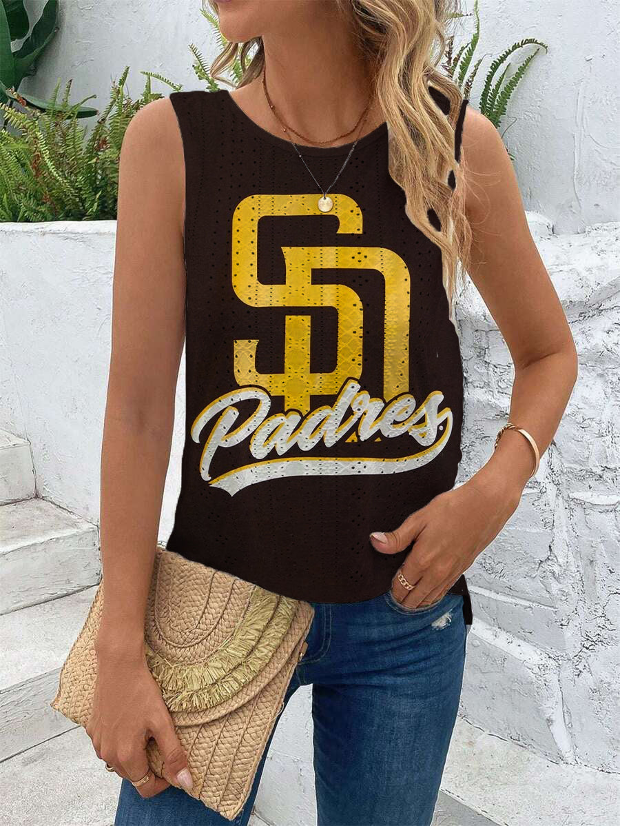 Padres Cut Out Wrap Cross Wrap Back Asymmetrical Beach Tank Top