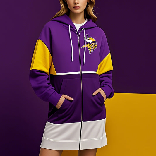 Fashion Color Matching Full-Zip Hoodie