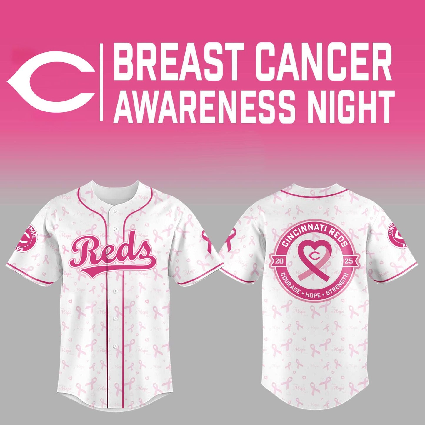 Cincinnati Reds x Breast Cancer Awareness Month-3D Baseball Jersey