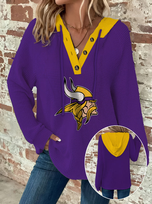 Half Button Raglan Sleeve Drawstring Hoodie