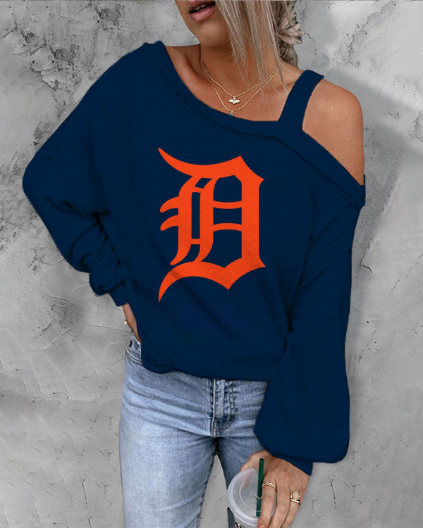 ASYMMETRICAL NECK SHIFT CASUAL LONG SLEEVE TOP