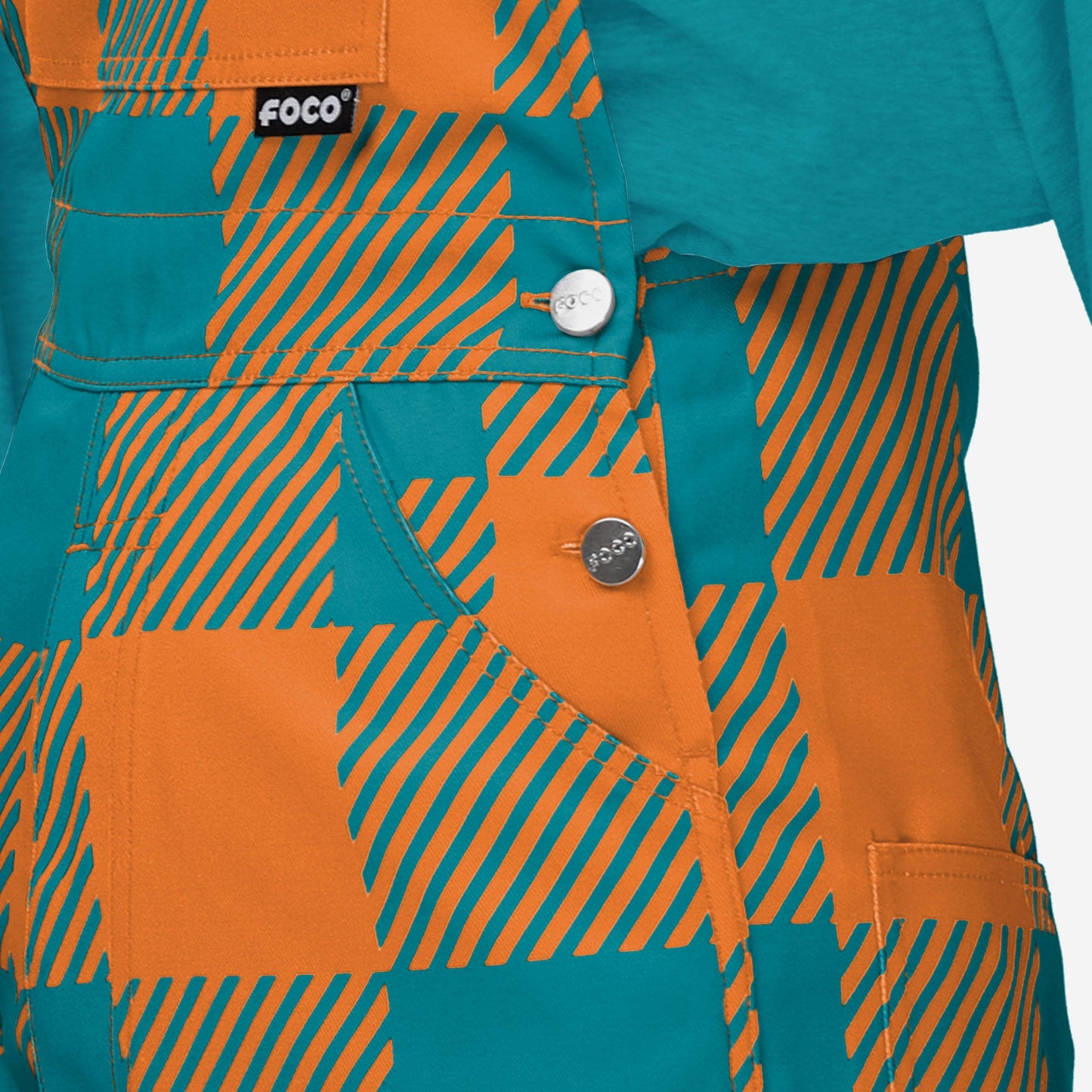 Miami Dolphins Womens Plaid Bib Overalls