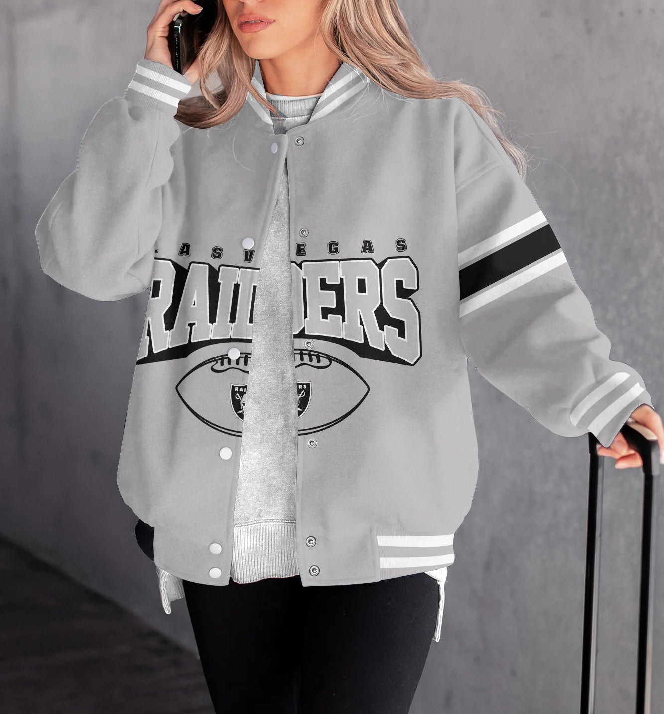 Las Vegas Raiders Women's Long Pass Full- Snap Casual Jacket