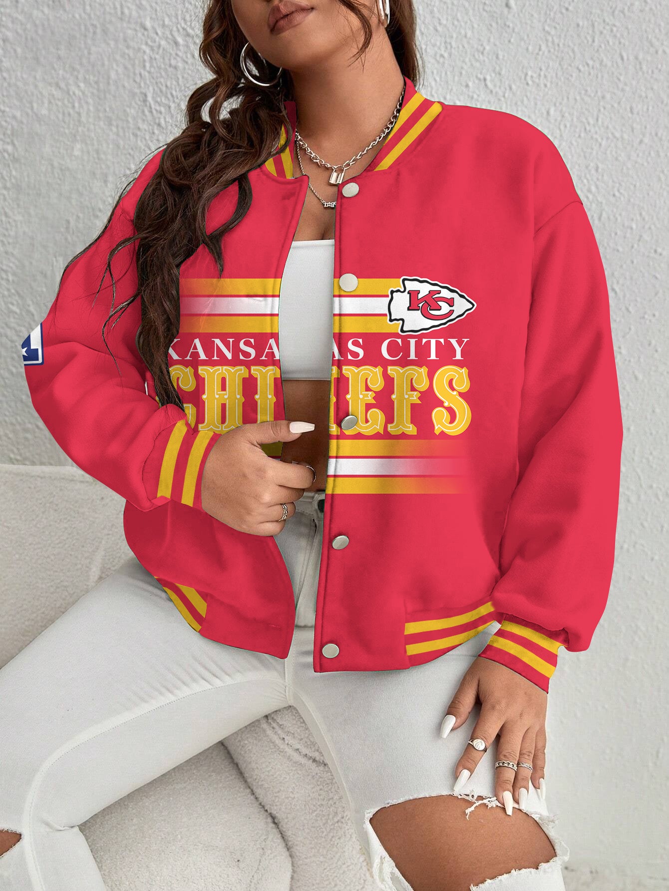 Kansas City Chiefs Women's Long Pass Full- Snap Casual Jacket