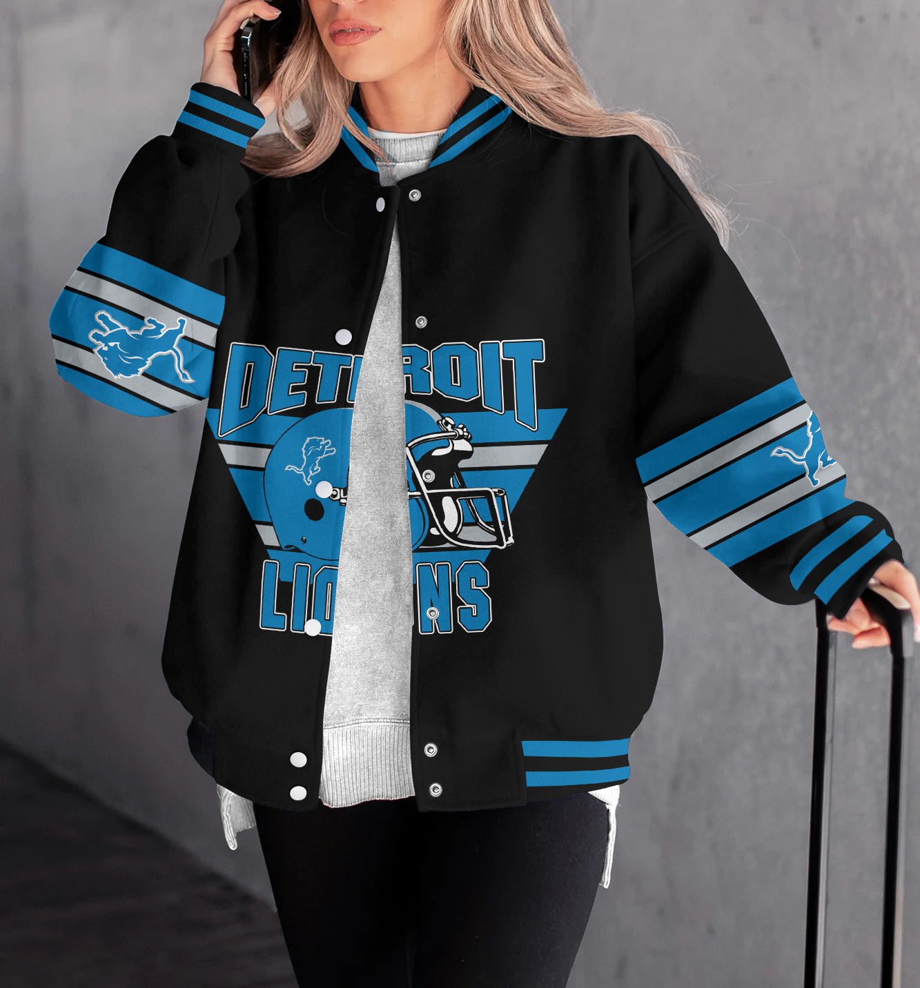 Detroit Lions Women's Long Pass Full- Snap Casual Jacket