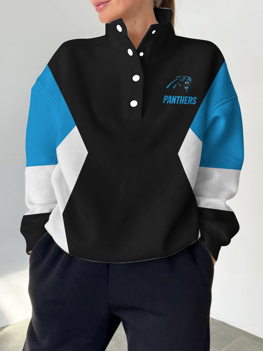 Carolina Panthers 2025 New Design Casual Snap  Mockneck Pullover