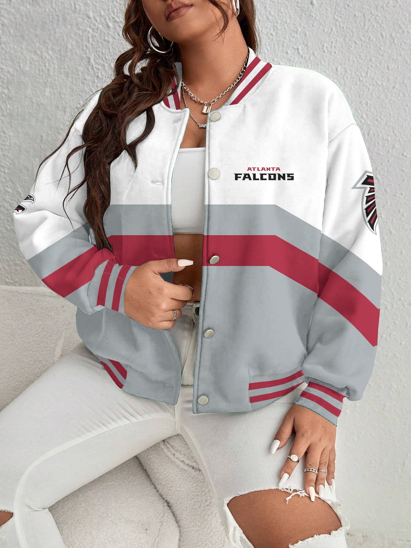 Atlanta Falcons Women's Long Pass Full- Snap Casual Jacket