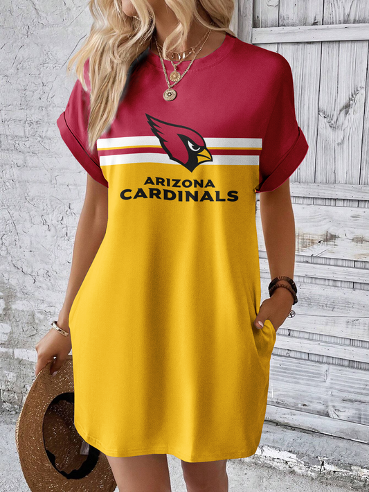 Arizona Cardinals Solid Hidden Pocket Batwing Sleeve Tee Dress