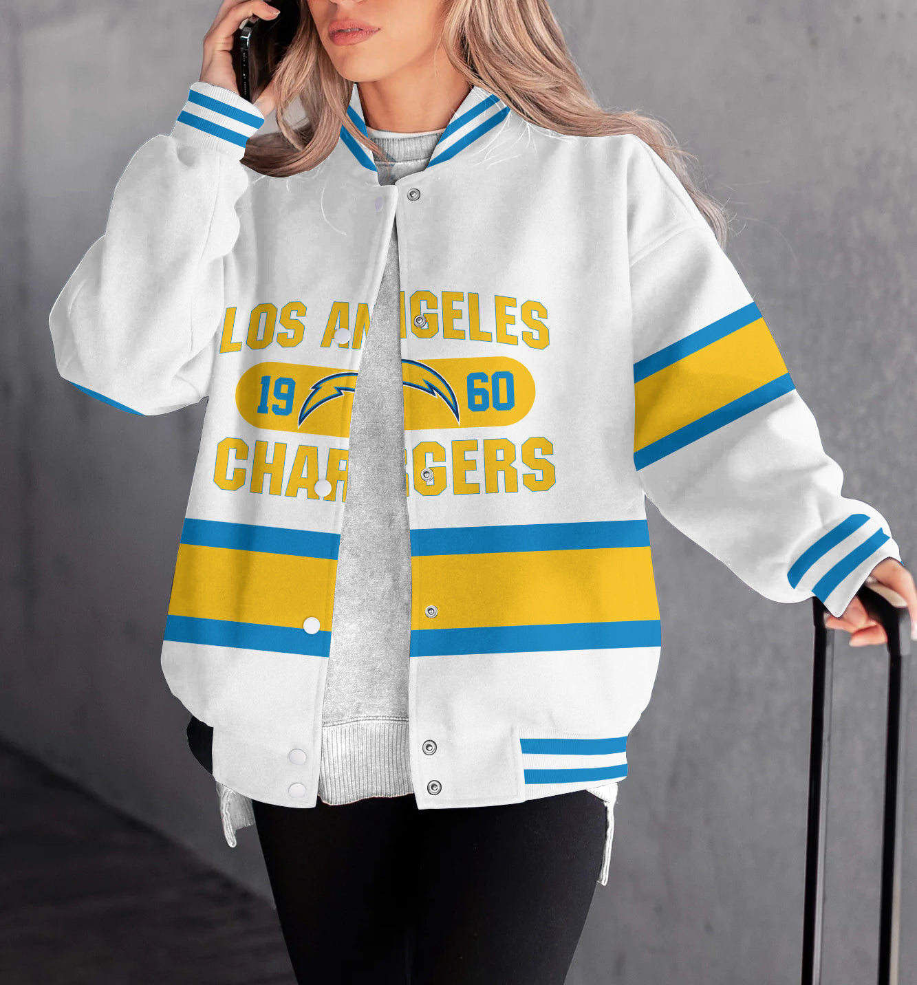 Los Angeles Chargers Women's Long Pass Full- Snap Casual Jacket