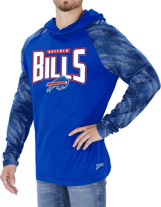 Zubaz Men's BUFFALO BILLS ROYAL BLUE LW HOOD W/ TONAL VIPER PRINT SLEEVES