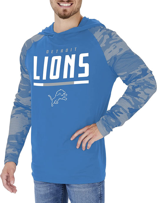 Zubaz Detroit Lions NFL Men's Lightweight Hoodie with Team Camo Sleeves