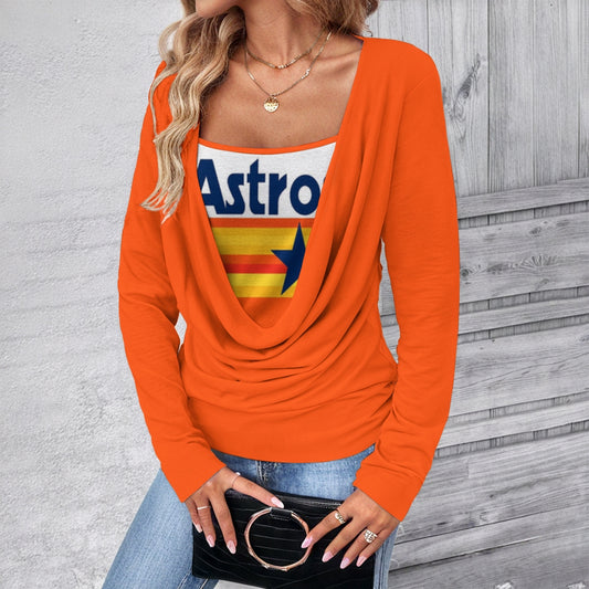 Contrast draped side drawstring T-shirt