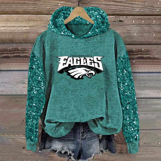Sequined Sleeves Vintage Hoodie