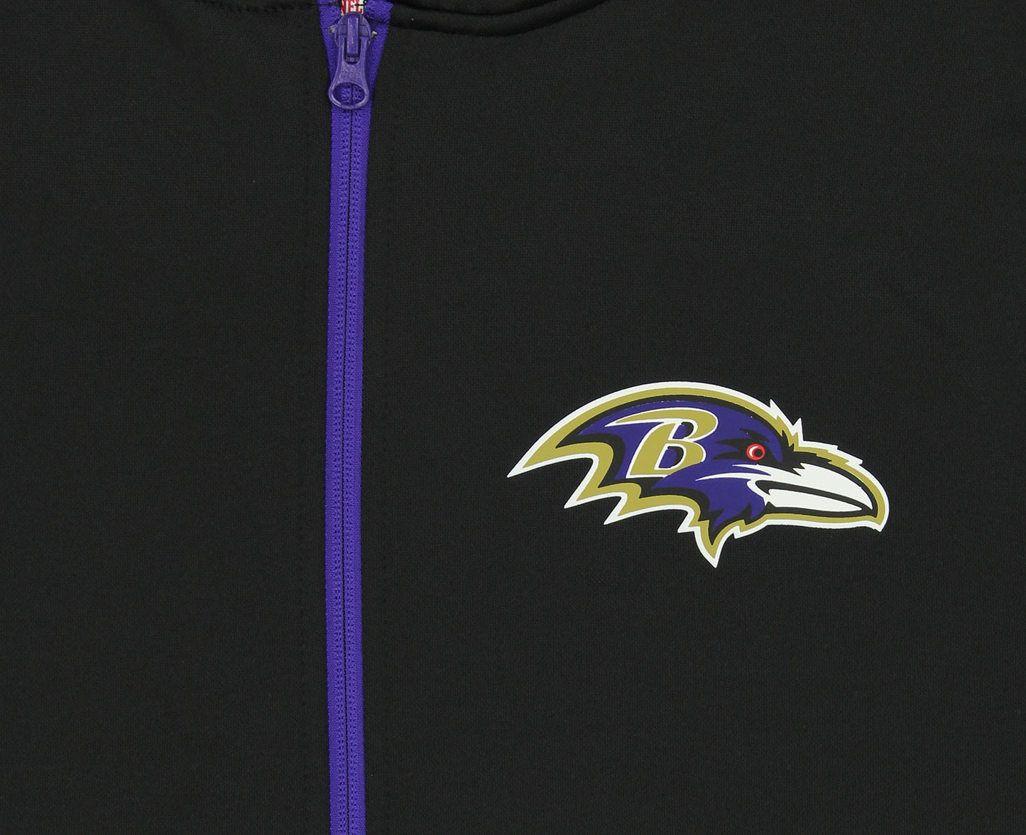 Zubaz Baltimore Ravens NFL Men's Full Zip Hoodie Primary Logo and Zebra Print Details