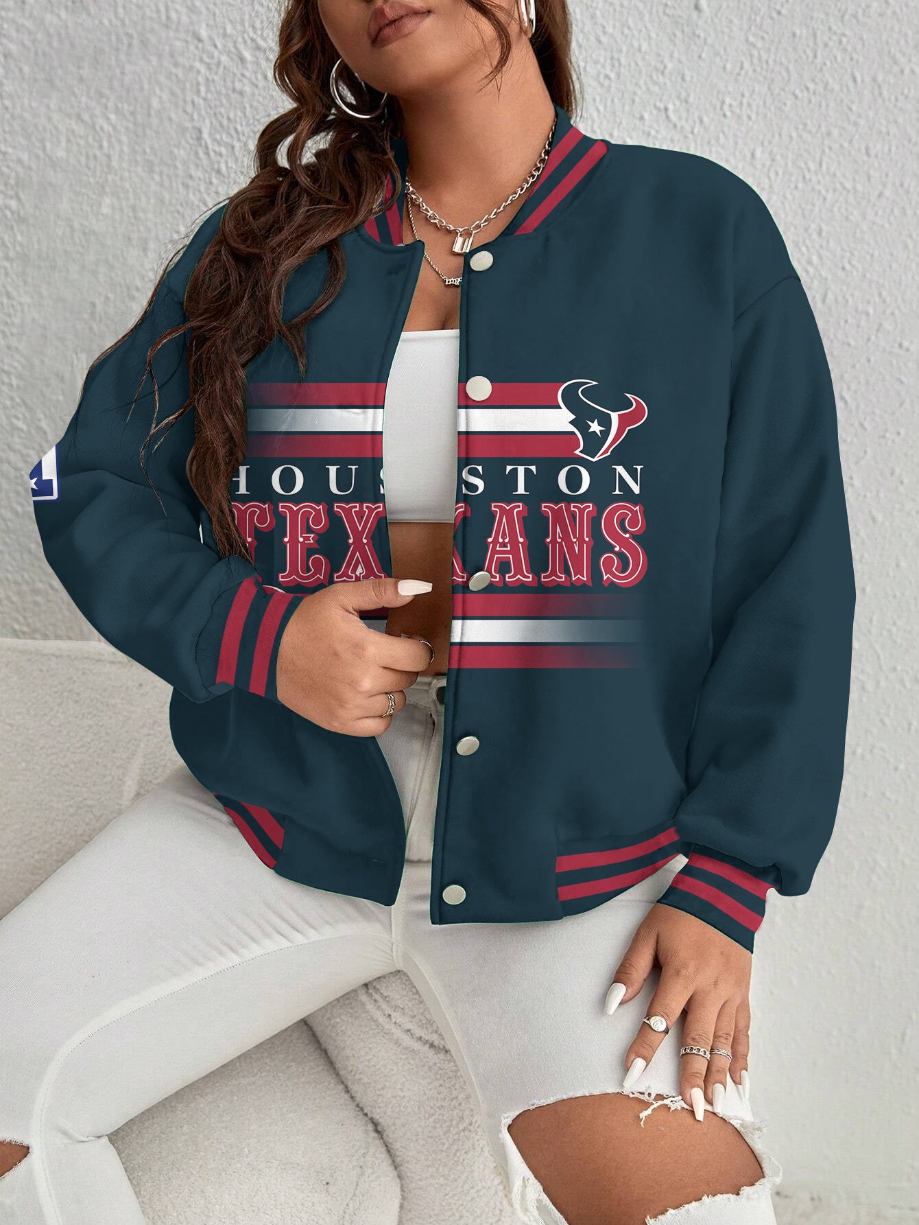 Houston Texans Women's Long Pass Full- Snap Casual Jacket