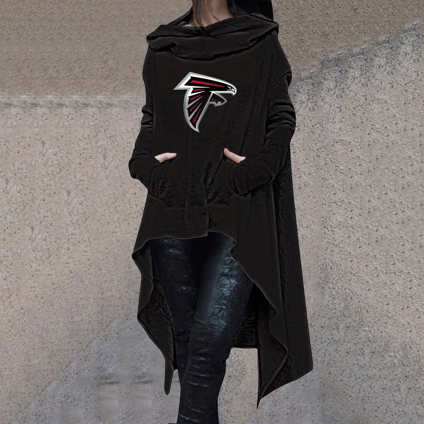 Fashionable Print Irregular Long Sleeve Sweatshirt