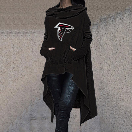 Fashionable Print Irregular Long Sleeve Sweatshirt