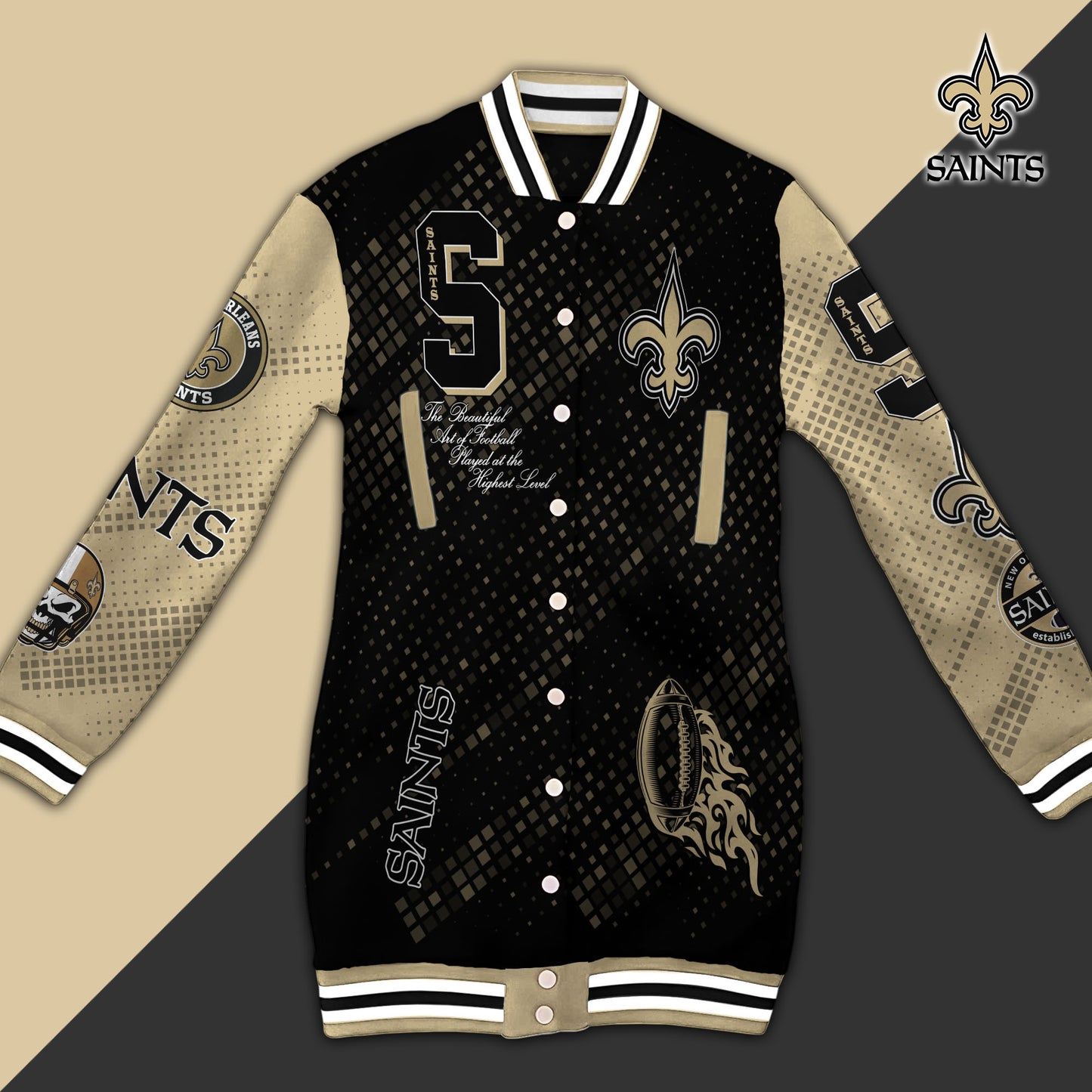 New Orleans Saints Limited Edition Button Down Long Sleeve Jacket Dress