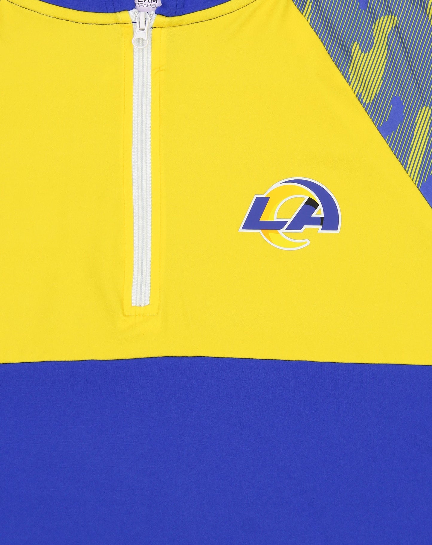 Zubaz NFL Men's Los Angeles Rams Team Color Block 1/4 Zip Hoodie W/ Camo Lines