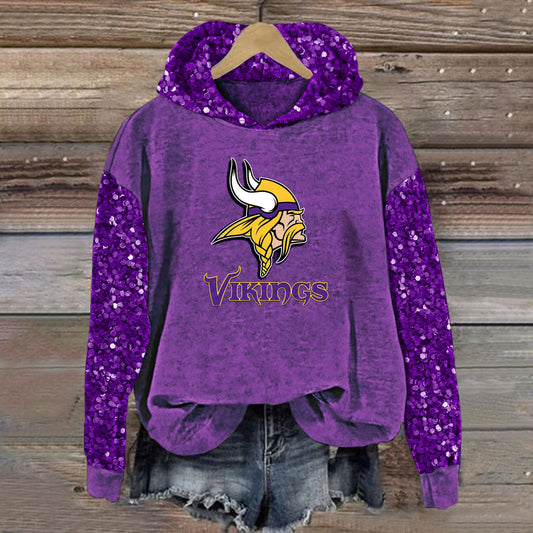 Sequined Sleeves Vintage Hoodie