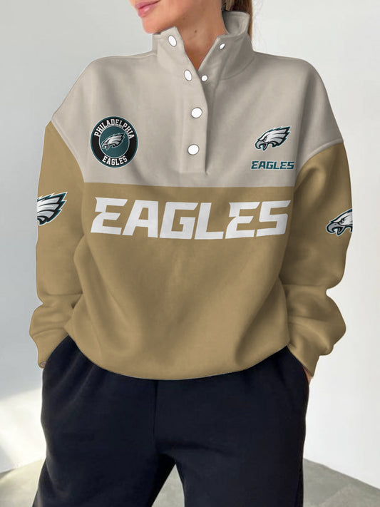 Philadelphia Eagles  2025 New Design Casual Snap  Mockneck Pullover