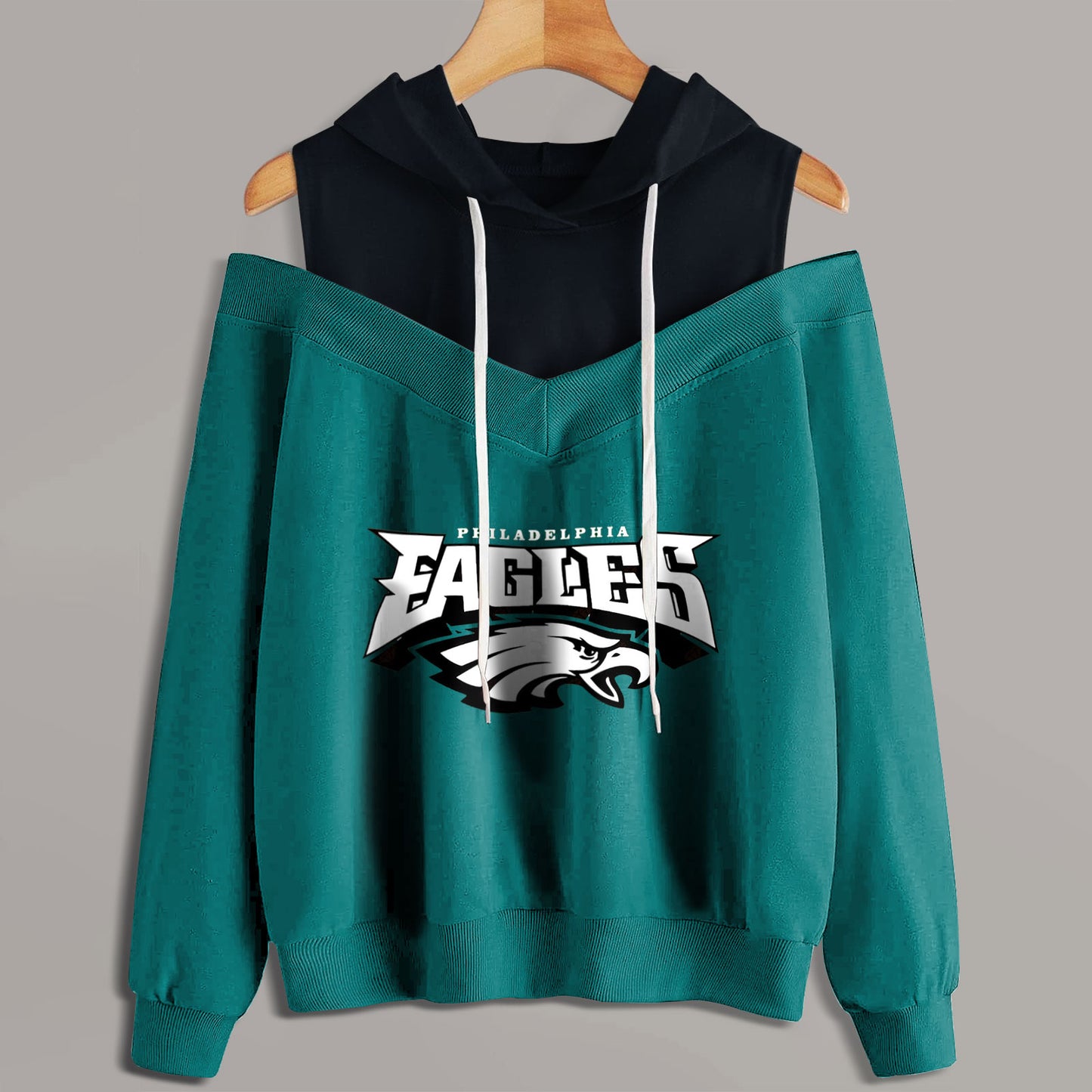 2 In 1 Colorblock Cold Shoulder Hoodie