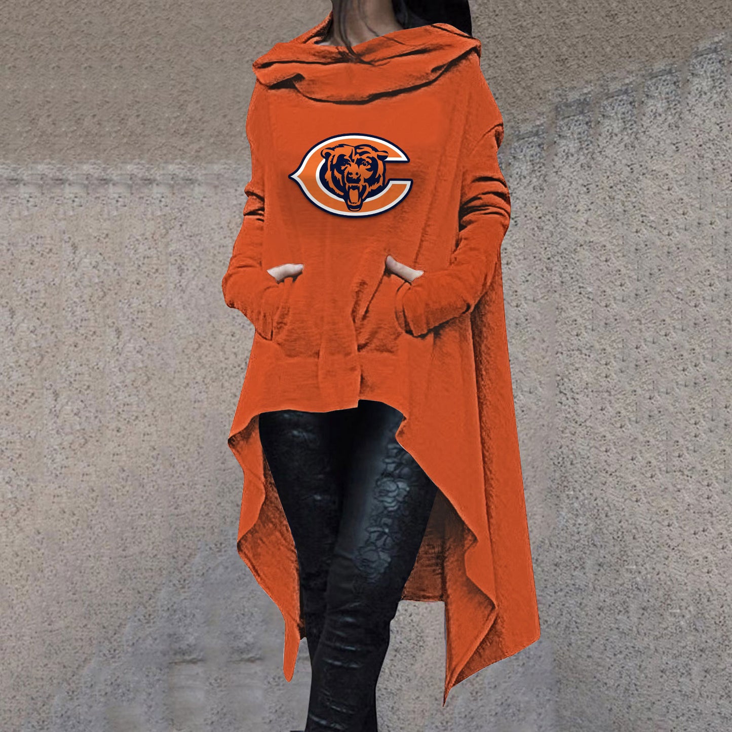 Fashionable Print Irregular Long Sleeve Sweatshirt