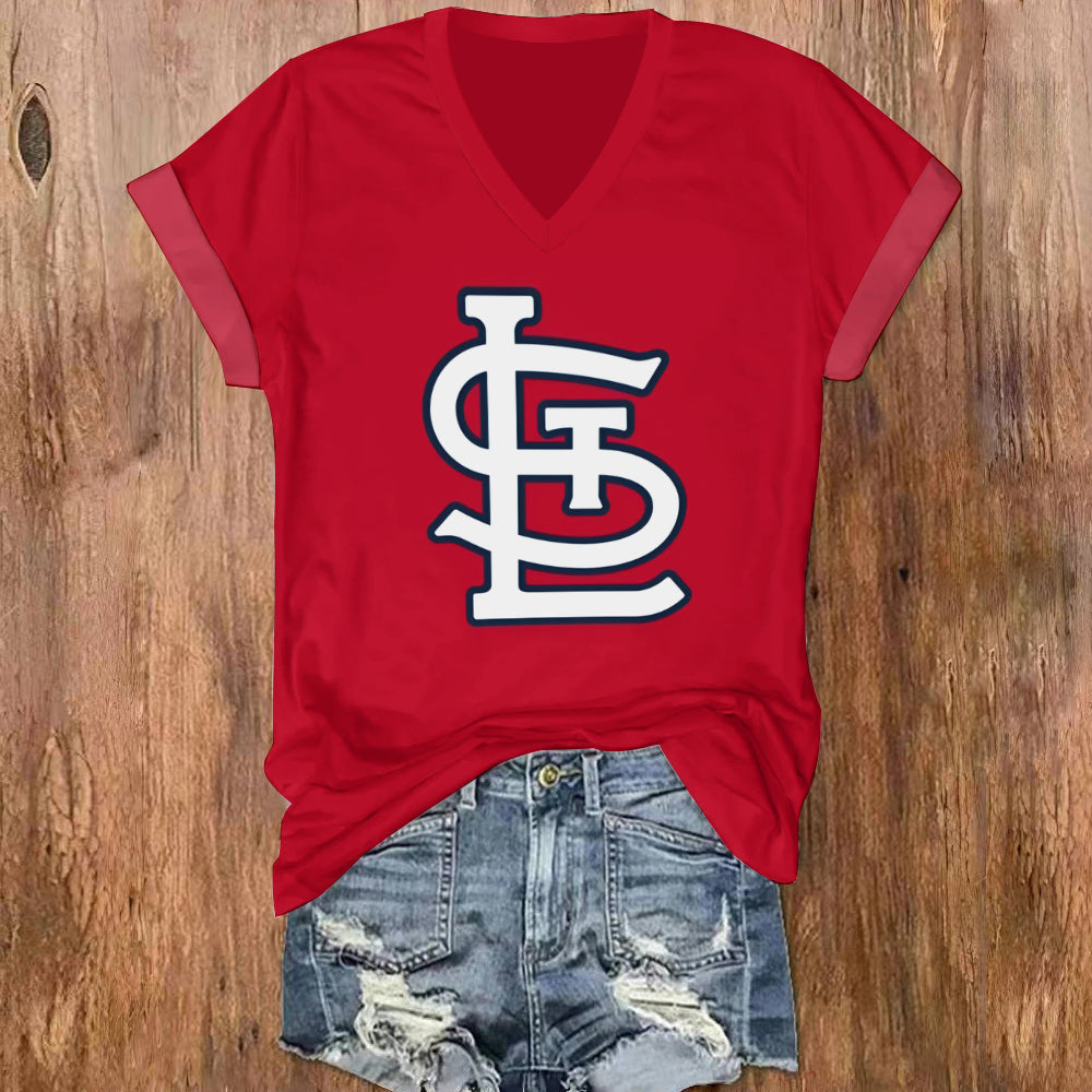 Summer Women's Solid Color V-Neck Short Sleeve T-Shirt