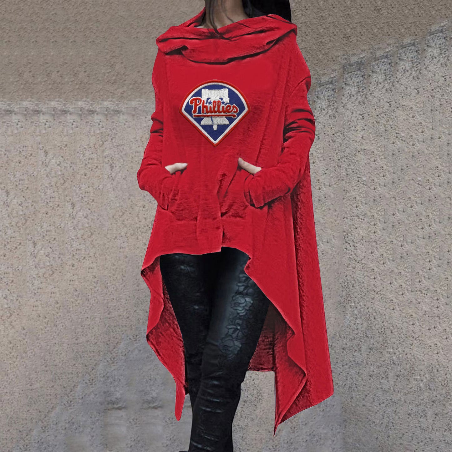 Fashionable Print Irregular Long Sleeve Sweatshirt