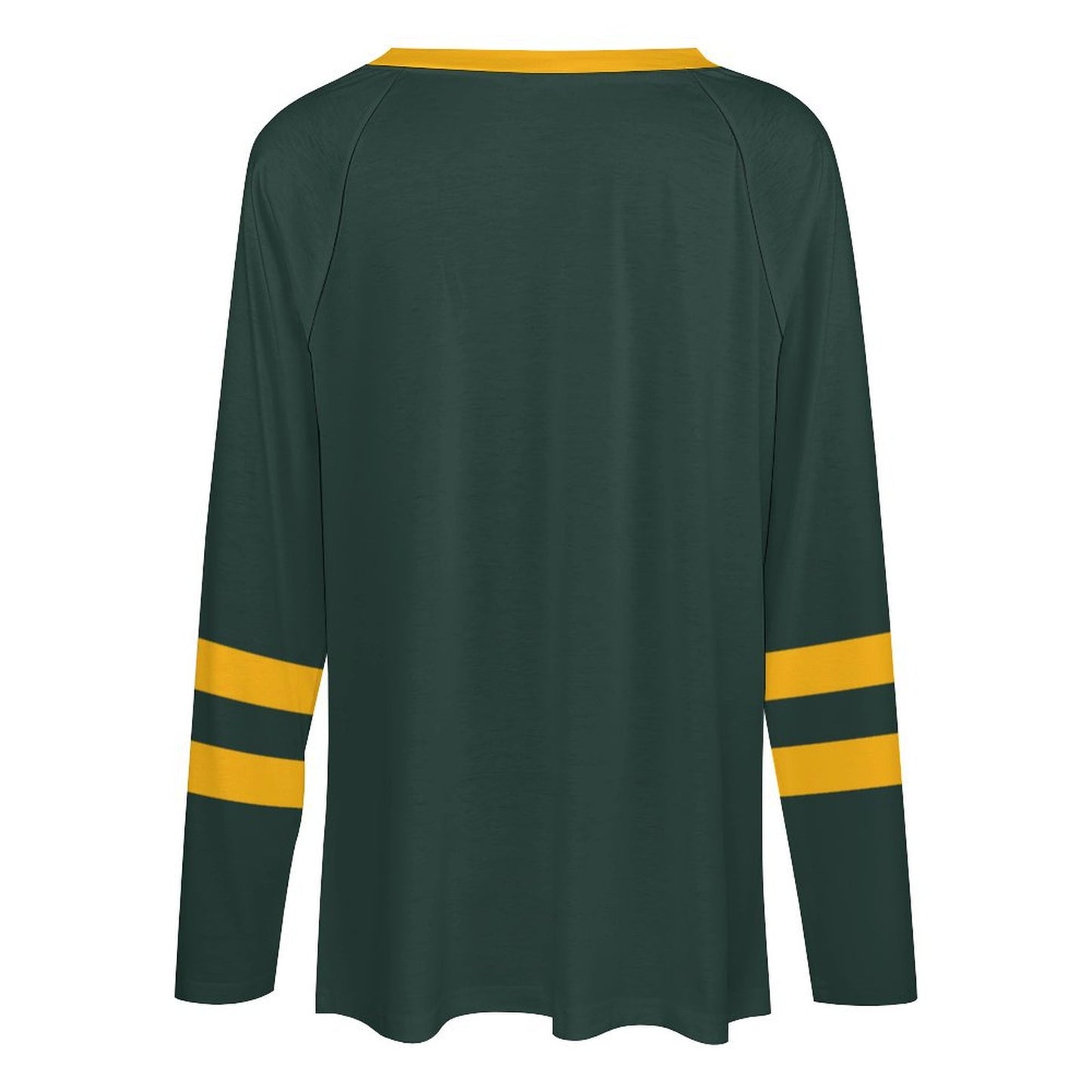 Green Bay Packers Women's V-neck Double-layered Long-sleeved Loose T-shirt