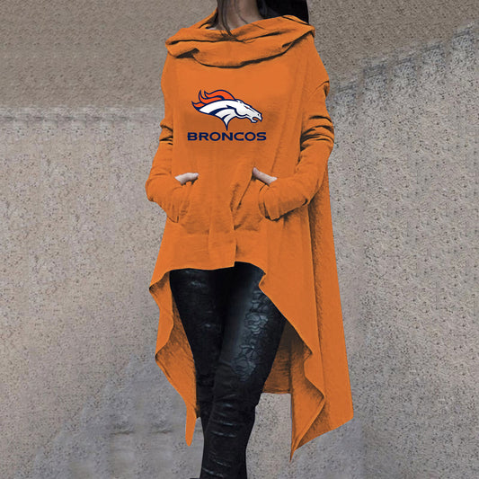 Fashionable Print Irregular Long Sleeve Sweatshirt