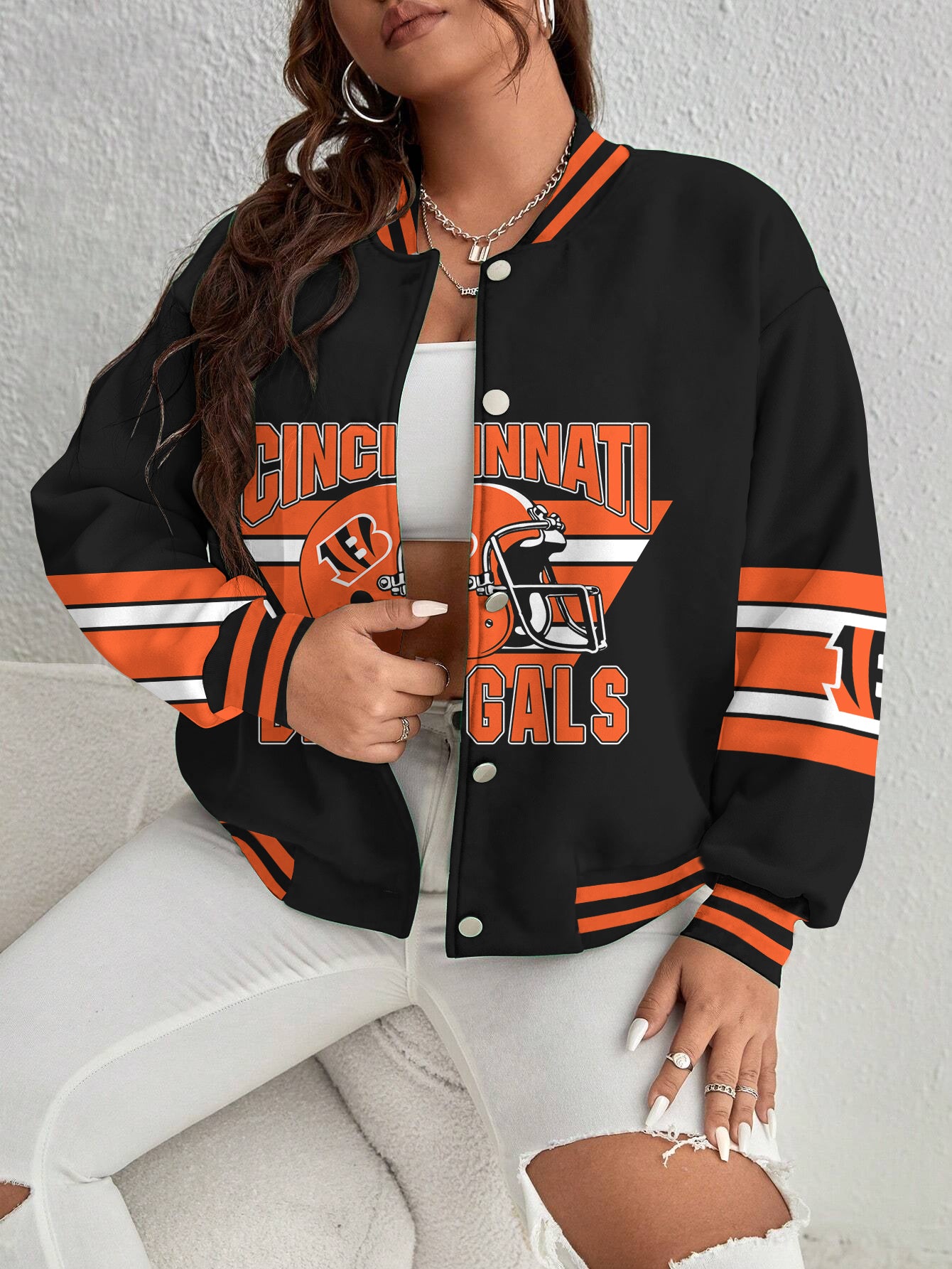 Cincinnati Bengals Women's Long Pass Full- Snap Casual Jacket
